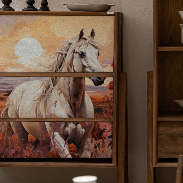 Single White Wild Horse Decoupage Tissue Paper (Creator Uploaded)