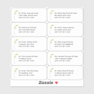 Single Wildflower Name Wedding Guest Address Stick