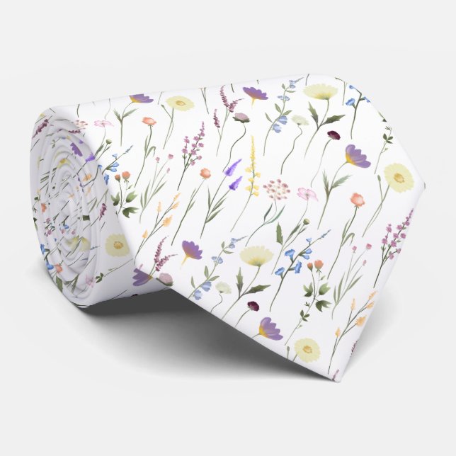 Single Wildflowers Floating On Stems Tie (Rolled)