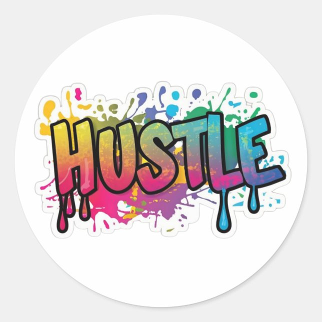 single word hustle sticker (Front)