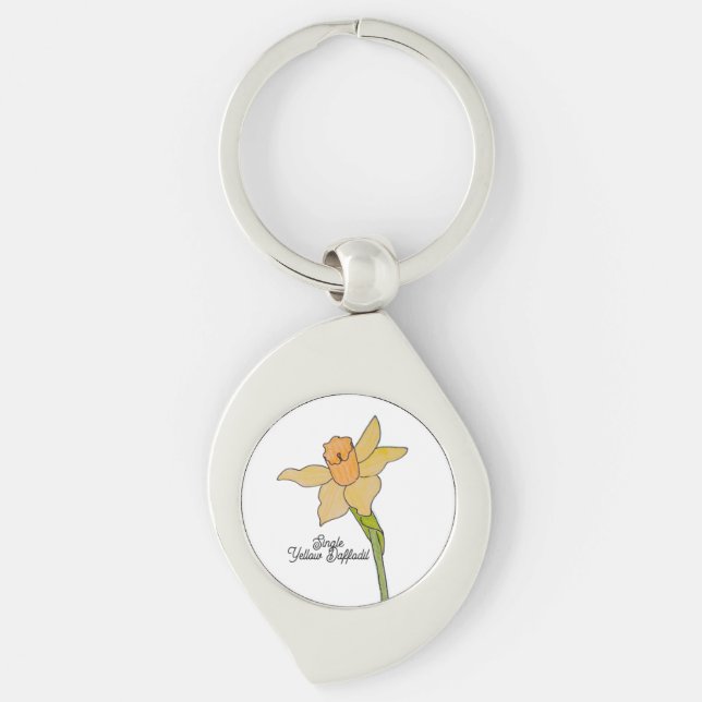 Single Yellow Daffodil  Key Ring (Front)
