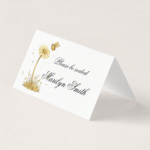 Single Yellow Daisy Bee Wedding Name Place Card 