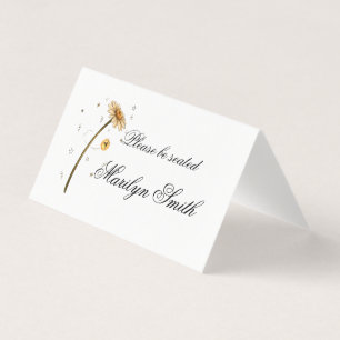 Single Yellow Daisy Wedding Name Place Card 