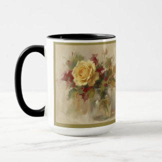 "Single Yellow Rose in Glass Vase" Mug