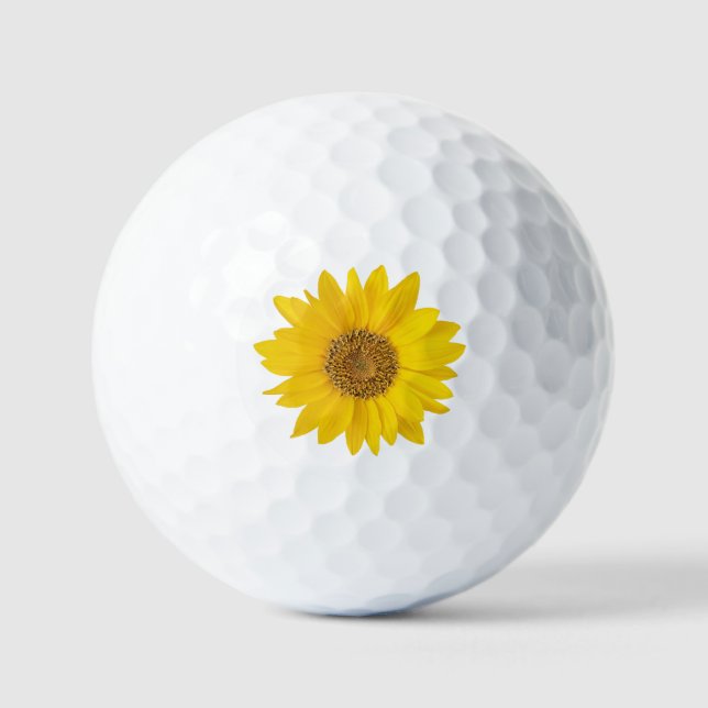 Single Yellow Sunflower Golf Balls (Front)