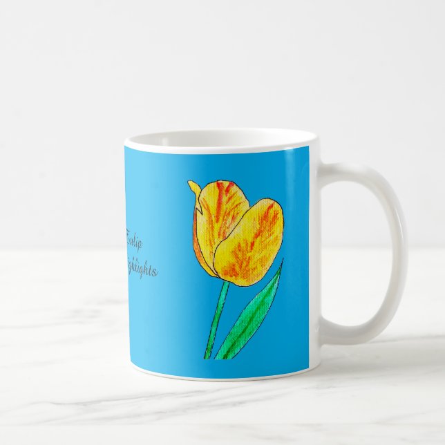 Single Yellow Tulip Red Highlights  Coffee Mug (Right)