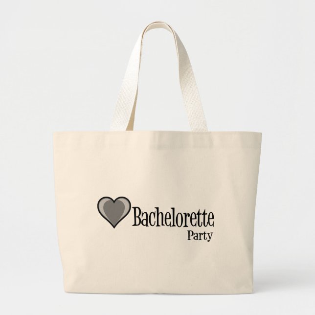 SingleHeart-BacheloretteParty-Blk Large Tote Bag (Front)