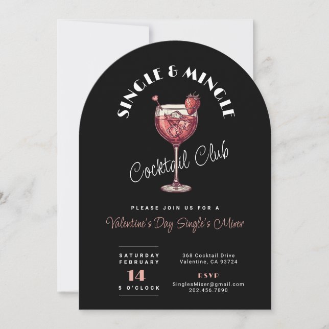 Singles Mixer Valentine's Day Cocktail Party Arch Invitation (Front)