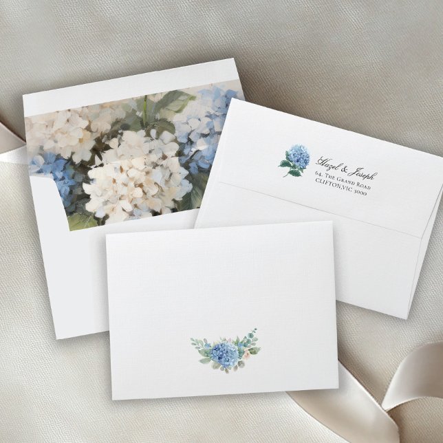 SINI Blue Hydrangea Wedding Invitation Envelope (Creator Uploaded)
