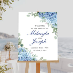SINI Blue Hydrangea Welcome Vertical Poster