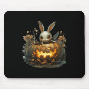 Sinister Bunny Mayhem Creepy Halloween Bunny Pumpk Mouse Mat