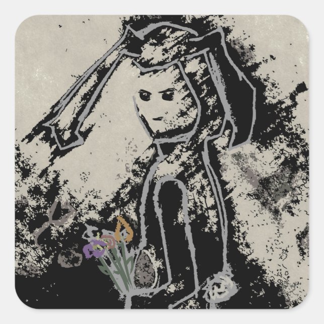 sinister bunny square sticker (Front)