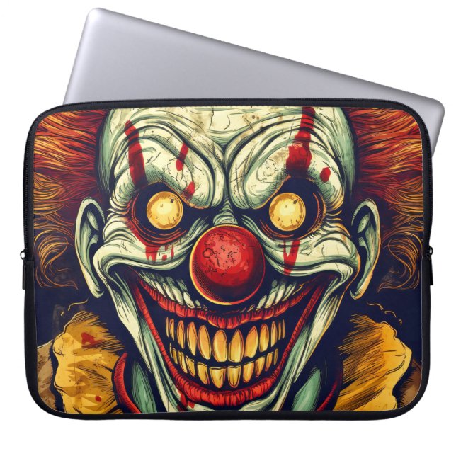 Sinister Carnival Clown Illustration Art Laptop Sleeve (Front)
