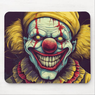 Sinister Carnival Clown Illustration Art Mouse Mat
