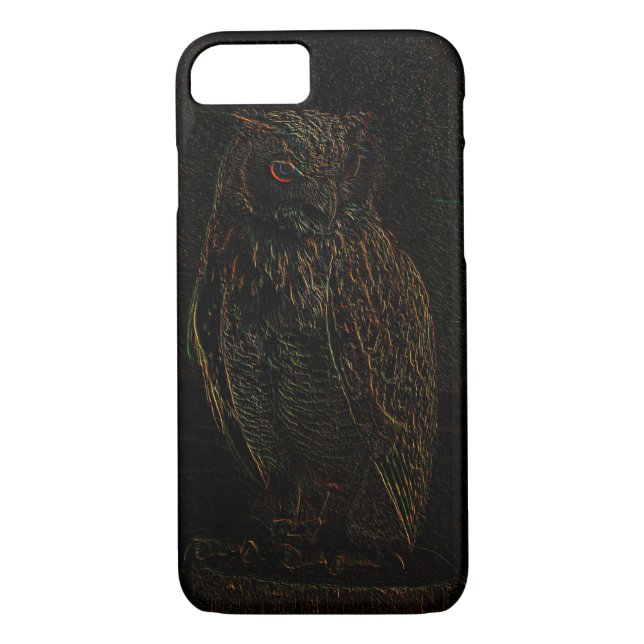 Sinister Dark Owl Glowing Eyes Black Case-Mate iPhone Case (Back)