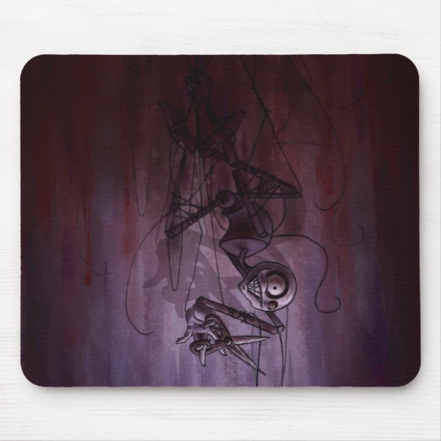 Sinister Descent, Creepy Puppet Cutting Strings Mouse Mat (Front)