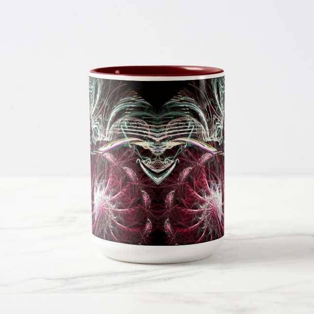 Sinister Face Fractal Artistry Two-Tone Coffee Mug (Center)