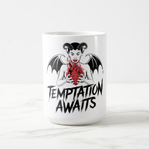 Sinister Gothic Demon Design - Temptation Awaits Coffee Mug