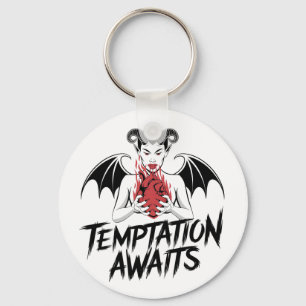 Sinister Gothic Demon Design - Temptation Awaits Key Ring