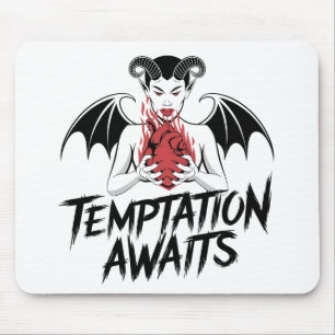 Sinister Gothic Demon Design - Temptation Awaits Mouse Mat