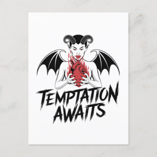 Sinister Gothic Demon Design - Temptation Awaits  Postcard