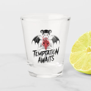 Sinister Gothic Demon Design - Temptation Awaits Shot Glass