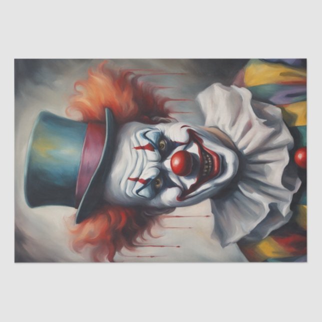 Sinister Grin: Scary Clown Decoupage  Tissue Paper (Front)