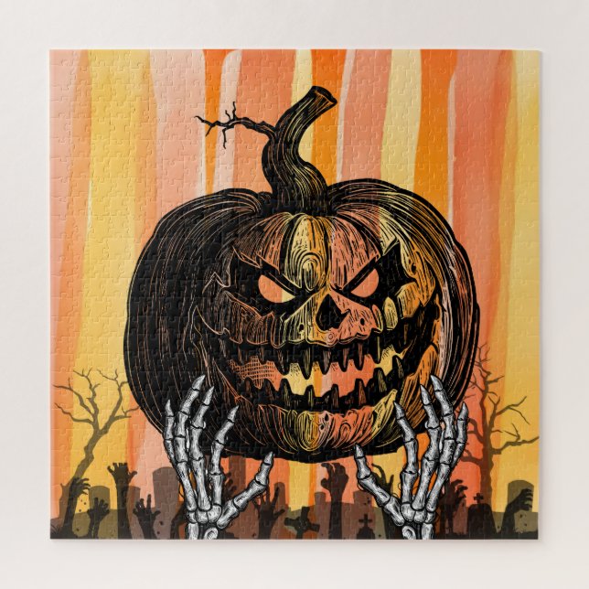 Sinister Jack-o-lantern Graveyard Horror Jigsaw Puzzle (Vertical)
