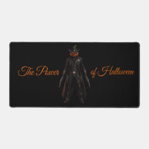 Sinister Pumpkin Sheriff Cowboy Jack-o'-Lantern Gr Desk Mat