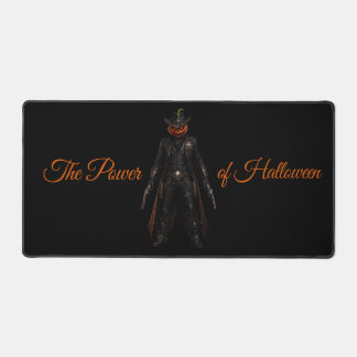 Sinister Pumpkin Sheriff Cowboy Jack-o'-Lantern Gr Desk Mat