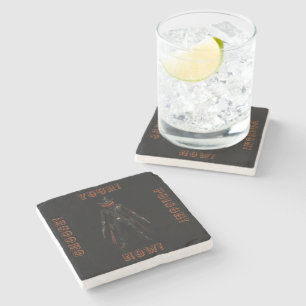 Sinister Pumpkin Sheriff Cowboy Jack-o'-Lantern Gr Stone Coaster