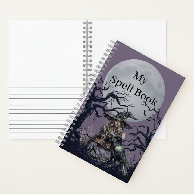 Sinister Witch Casting a Spell in a dark Forest Notebook (Inside)