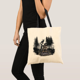 Sinister Witch Casting a Spell in a dark Forest Tote Bag
