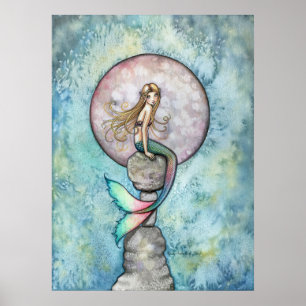 Sinking Moon Mermaid Poster Print