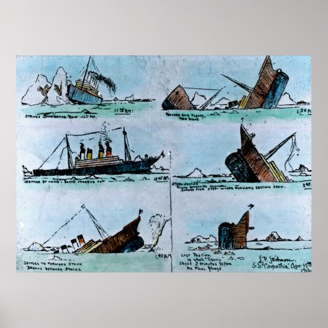 Sinking of the RMS Titanic Vintage Illustration Poster (Front)