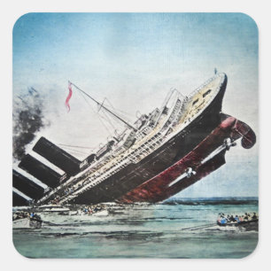 Sinking of the Titanic Magic Lantern Slide Square Sticker