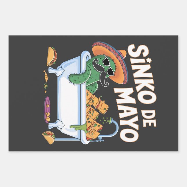 Sinko de Mayo Cinco De Mayo Cactus Funny  Wrapping Paper Sheet (Front)