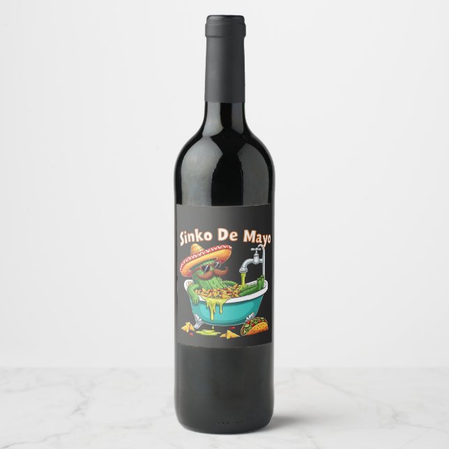 Sinko de Mayo"Funny Cinco de Mayo Cactus  Wine Label (Front)