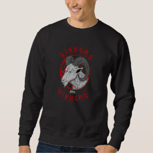 Sinners Are Winners I Satanic Goat Head Pentagram Sweatshirt