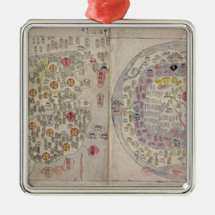 Sino Korean world map Metal Tree Decoration