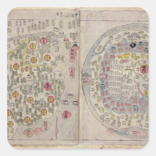 Sino Korean world map Square Sticker