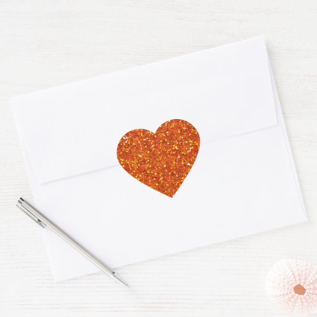 Sinopia Orange Glitter Heart Sticker (Envelope)