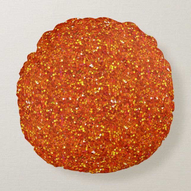 Sinopia Orange Glitter Round Cushion (Front)