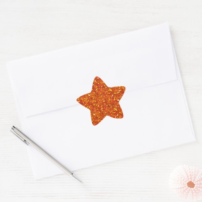 Sinopia Orange Glitter Star Sticker (Envelope)