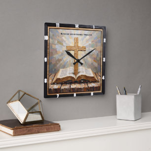 Sins Borne: Cross and Word Square Wall Clock