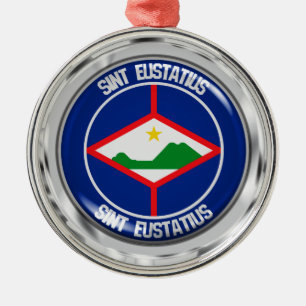 Sint Eustatius Round Emblem Metal Tree Decoration