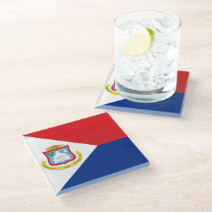 Sint Maarten flag Glass Coaster