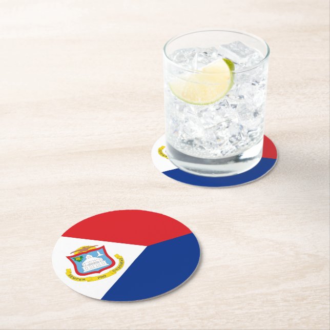 Sint Maarten flag Round Paper Coaster (Insitu)