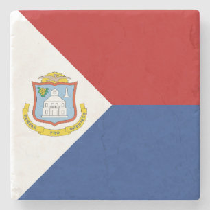 Sint Maarten Flag Stone Coaster