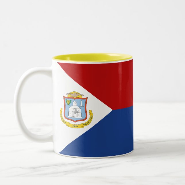 Sint Maarten Flag Two-Tone Coffee Mug (Left)